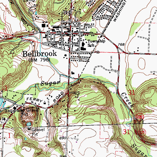 Topographic Map of Little Sugar Creek, OH
