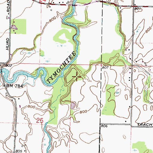 Topographic Map of Little Tymochtee Creek, OH