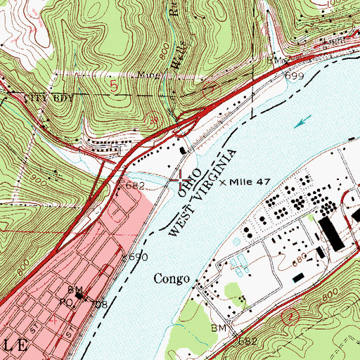Topographic Map of Little Yellow Creek, OH