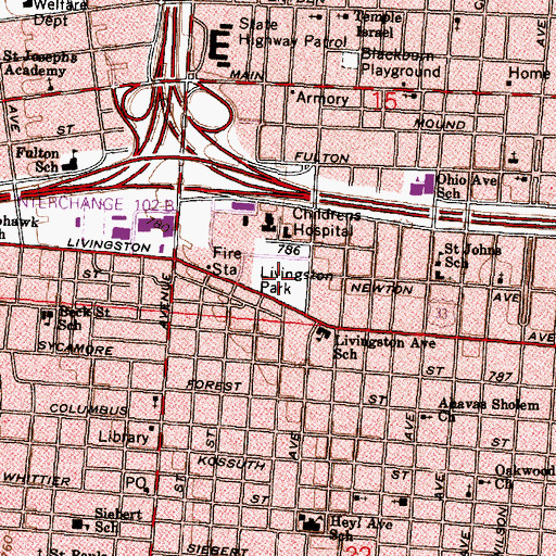 Topographic Map of Livingston Park, OH