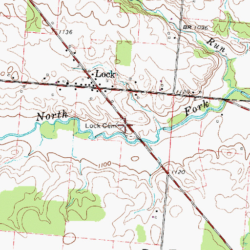 Topographic Map of Lock Cemetery, OH