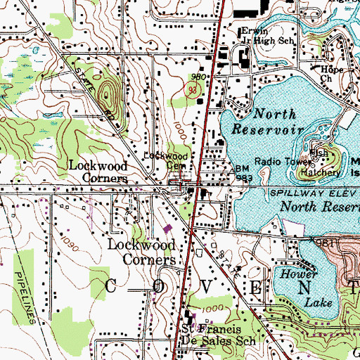Topographic Map of Lockwood Cemetery, OH