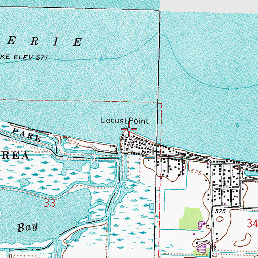 Topographic Map of Locust Point, OH