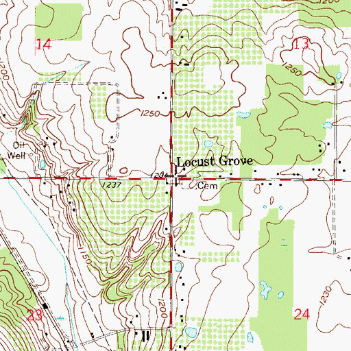 Topographic Map of Locust Grove, OH