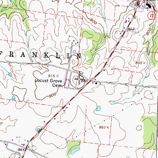 Topographic Map of Locust Grove Cemetery, OH