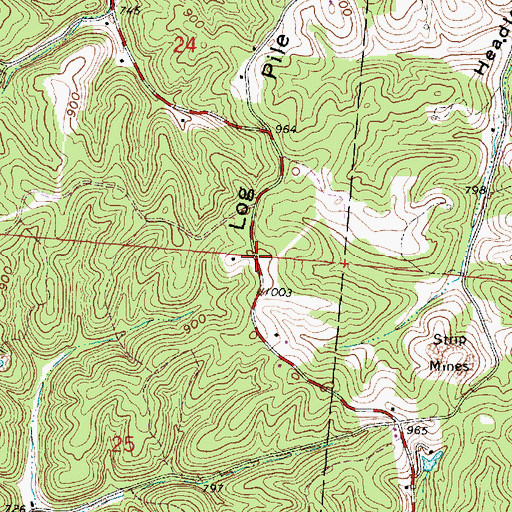 Topographic Map of Log Pile Ridge, OH