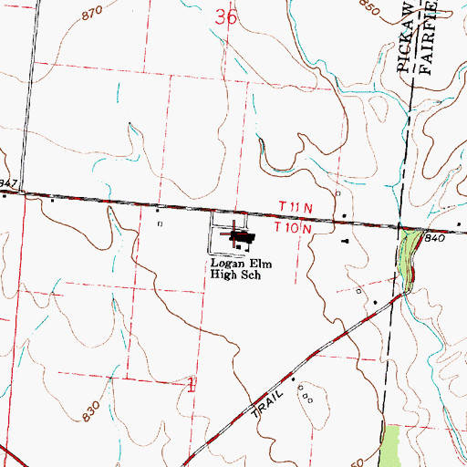 Topographic Map of Logan Elm High School, OH