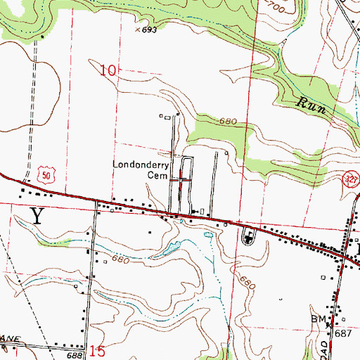 Topographic Map of Londonderry Cemetery, OH
