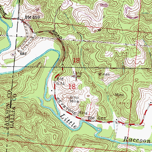 Topographic Map of Long Cemetery, OH