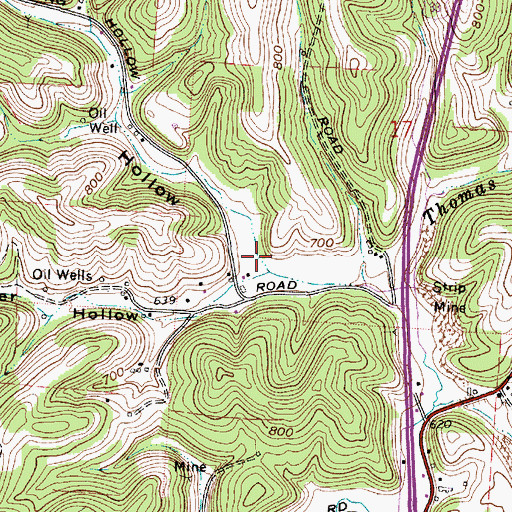 Topographic Map of Long Hollow, OH