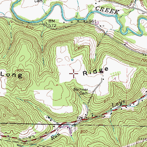 Topographic Map of Long Ridge, OH