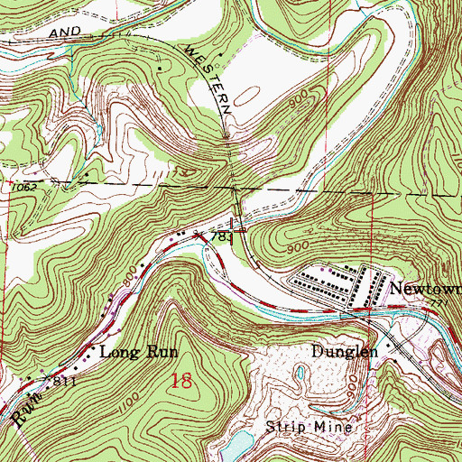 Topographic Map of Long Run, OH