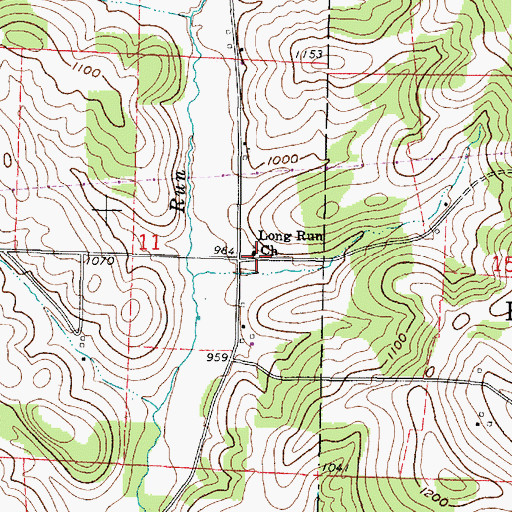 Topographic Map of Long Run Church, OH