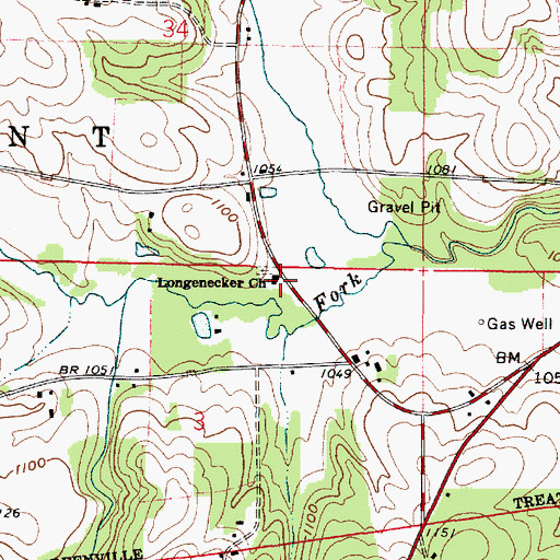 Topographic Map of Longenecker Church, OH