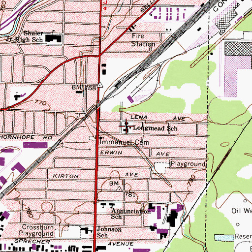 Topographic Map of Longmead Elementary School (historical), OH