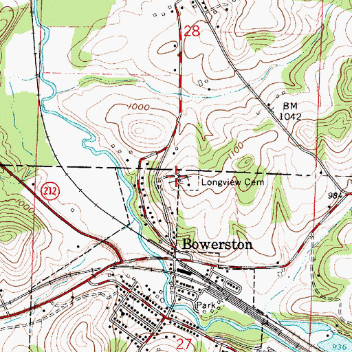 Topographic Map of Longview Cemetery, OH