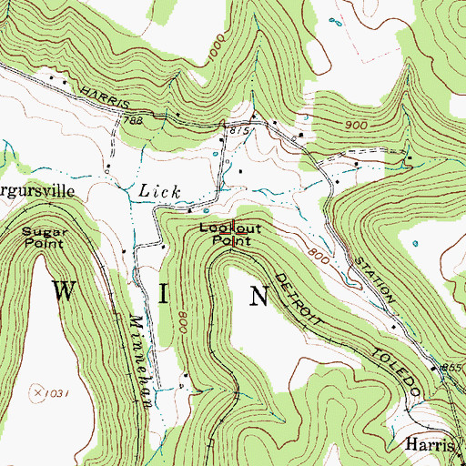 Topographic Map of Lookout Point, OH