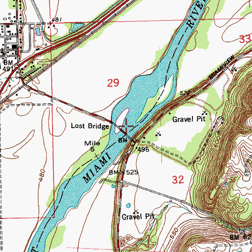 Topographic Map of Lost Bridge, OH