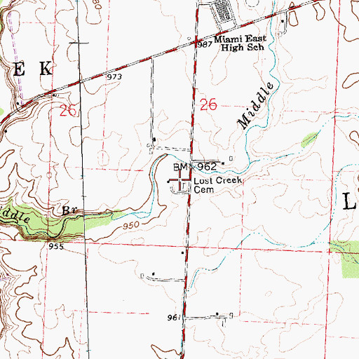 Topographic Map of Lost Creek Cemetery, OH