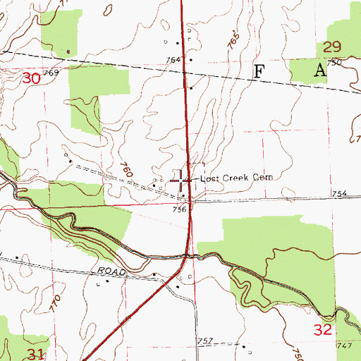 Topographic Map of Lost Creek Cemetery, OH