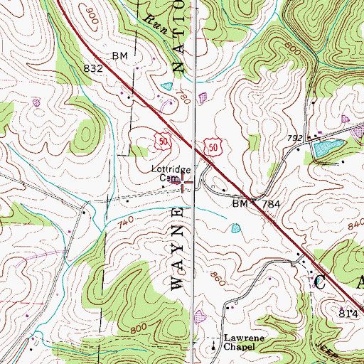 Topographic Map of Lottridge Cemetery, OH