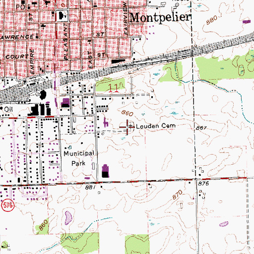 Topographic Map of Louden Cemetery, OH