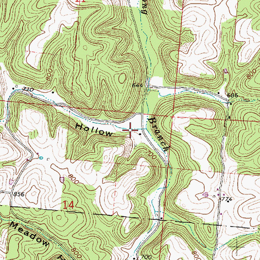 Topographic Map of Louis Hollow, OH