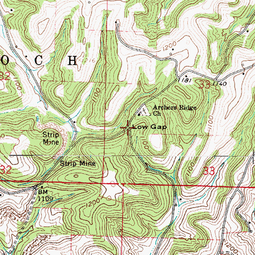 Topographic Map of Low Gap, OH
