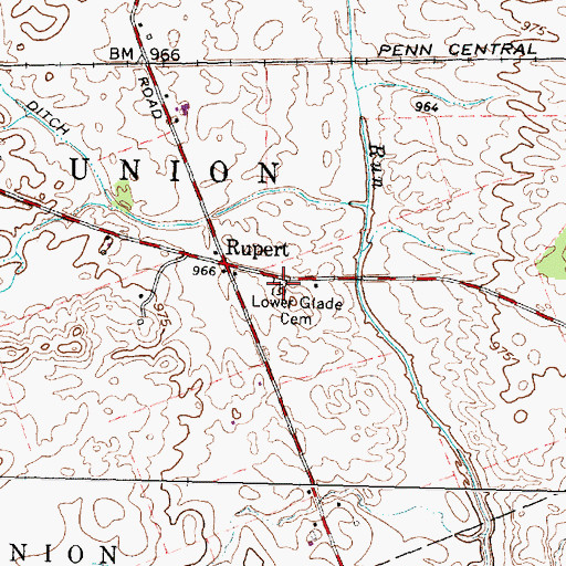 Topographic Map of Lower Glade Cemetery, OH