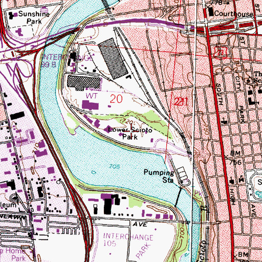 Topographic Map of Lower Scioto Park, OH