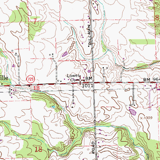 Topographic Map of Lowes Cemetery, OH
