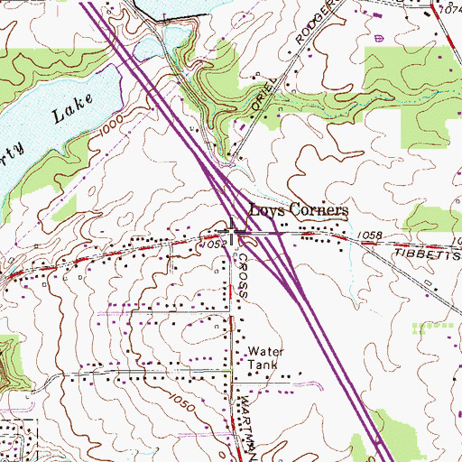 Topographic Map of Loys Corners, OH