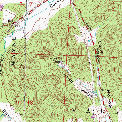 Topographic Map of Luckett Cemetery, OH