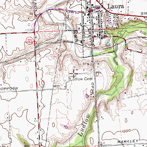 Topographic Map of Ludlow Cemetery, OH