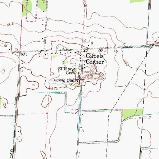 Topographic Map of Ludwig Cemetery, OH