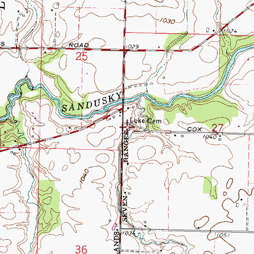 Topographic Map of Luke Cemetery, OH