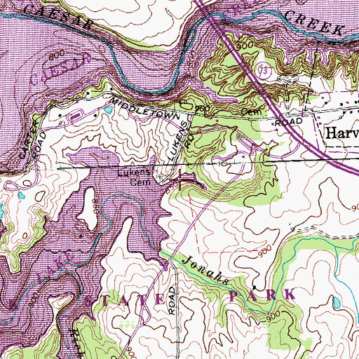 Topographic Map of Lukens Cemetery, OH