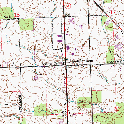 Topographic Map of Luther Cemetery, OH