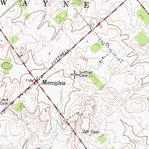 Topographic Map of Luttrell Cemetery, OH