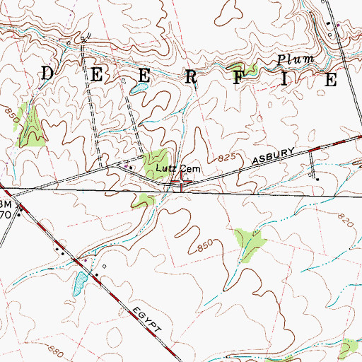 Topographic Map of Lutz Cemetery, OH