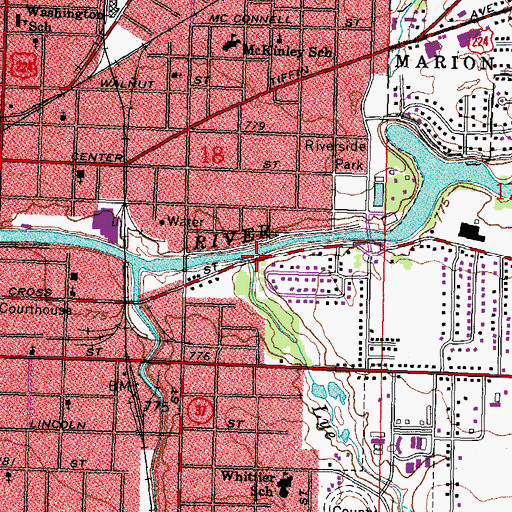 Topographic Map of Lye Creek, OH