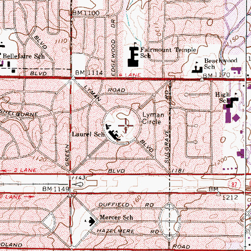 Topographic Map of Lyman Circle, OH