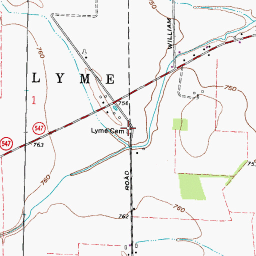Topographic Map of Lyme Cemetery, OH