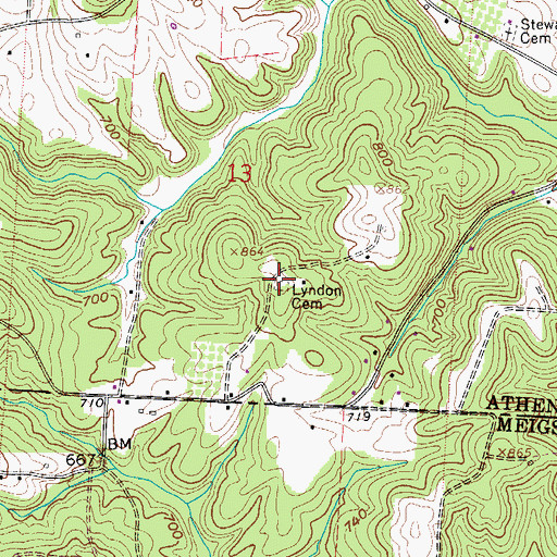 Topographic Map of Lyndon Cemetery, OH