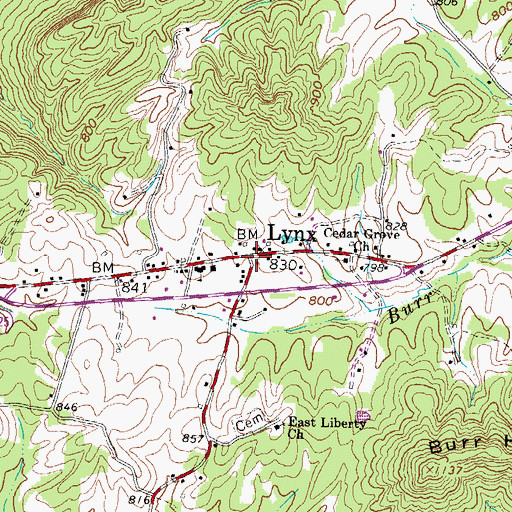 Topographic Map of Lynx, OH