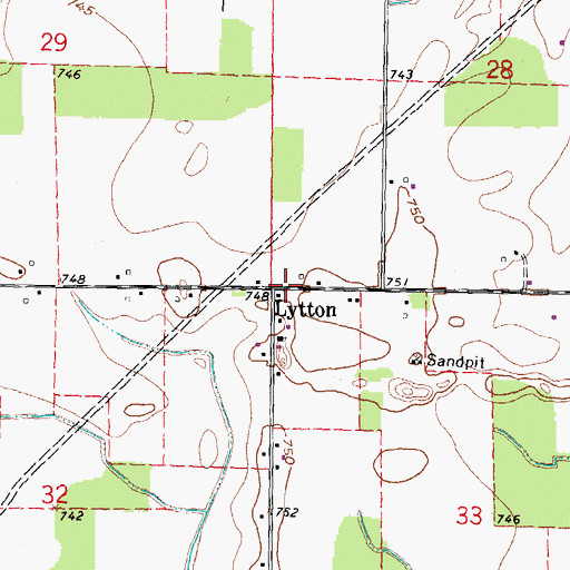 Topographic Map of Lytton, OH