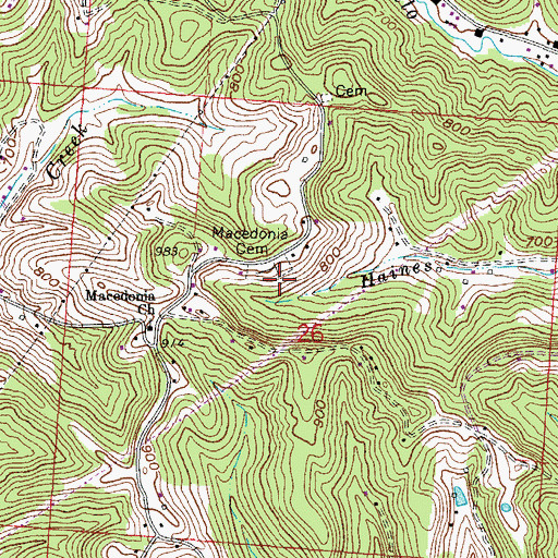 Topographic Map of Macedonia Cemetery, OH
