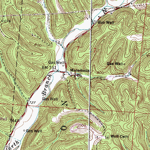 Topographic Map of Macedonia Church, OH