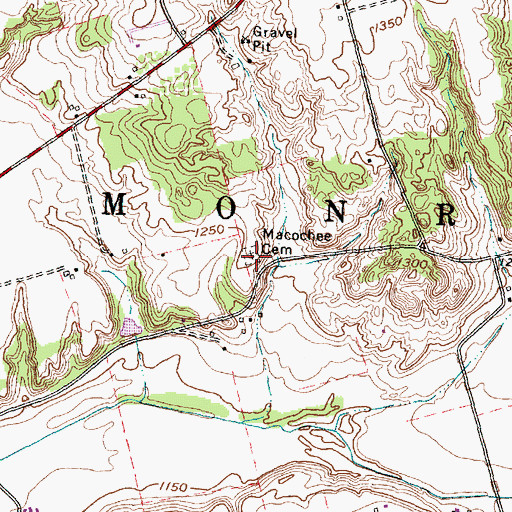 Topographic Map of Macochee Cemetery, OH