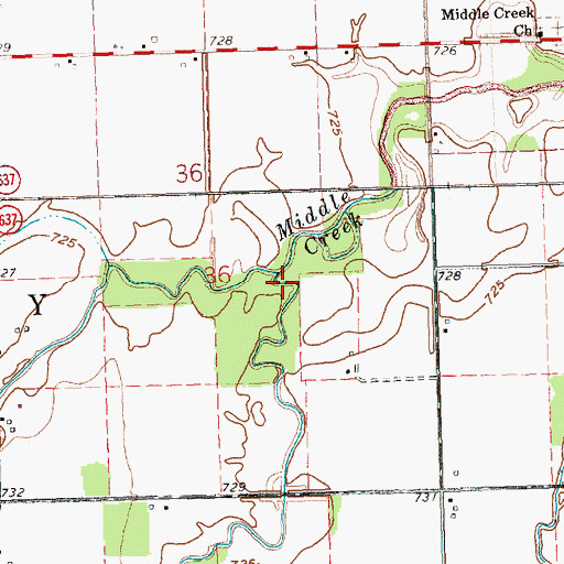 Topographic Map of Maddox Creek, OH